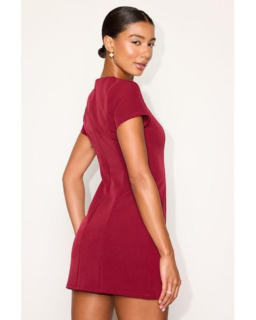Lulus Red Renetta Ponte Knit Short Sleeve Mini Dress