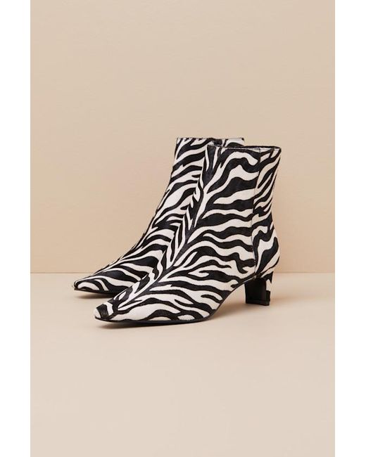 Steve Madden Multicolor Delvie-A Zebra Calf Hair Pointed-Toe Ankle Boots