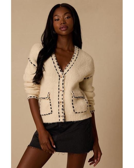 Lush Natural Landa Cream Button-Front Cardigan