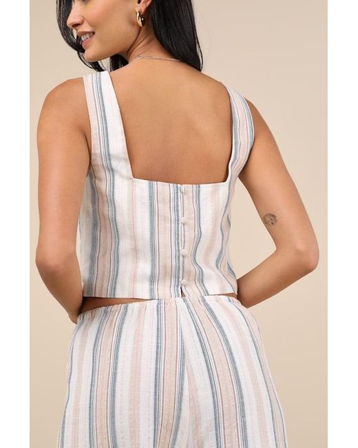 Lulus White Raylon Multi Striped Tank Top