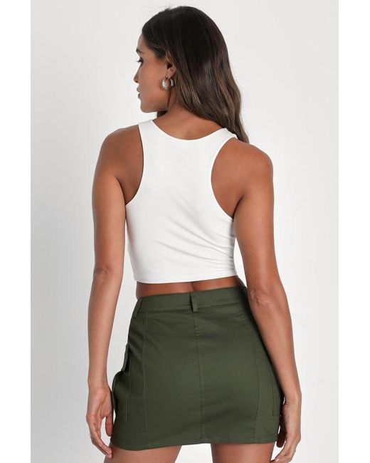 Lulus Green Trendsetting Aura Cargo Mini Skirt