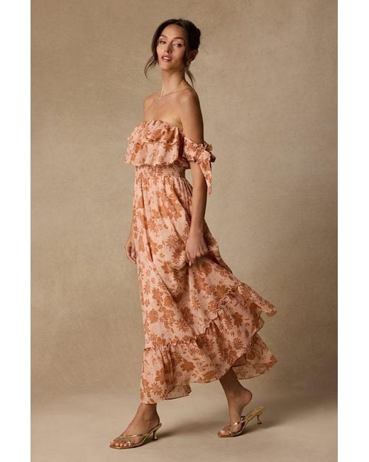 Lulus Pink Love And Blooms Blush Floral Print Off-The-Shoulder Dress