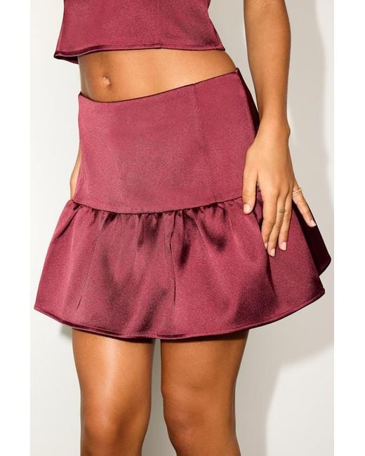 Lulus Vissera Satin Tiered Mid-Rise Mini Skirt