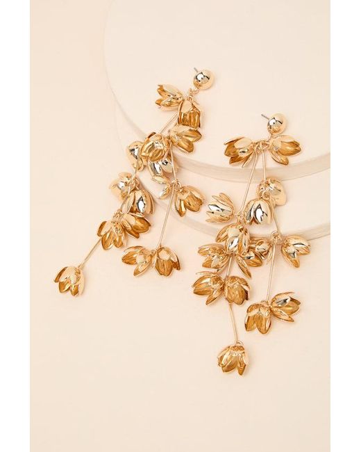Lulus Brown Acacia Floral Statement Earrings