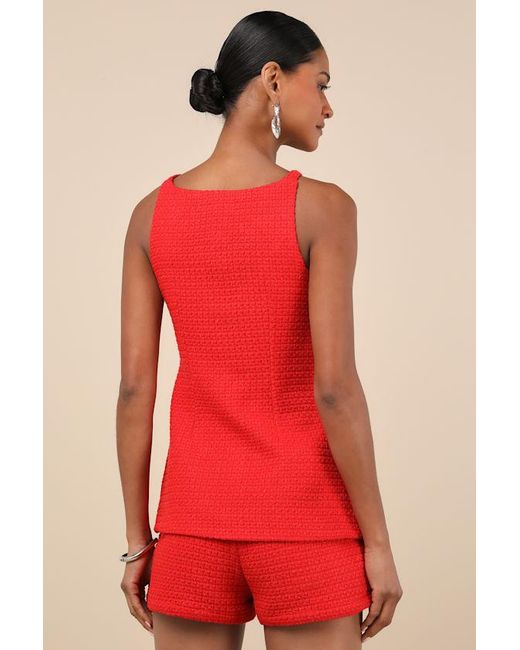 Lulus Red Mariette Knit Button-Front Vest Top