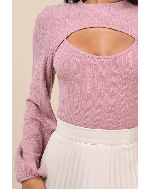 Lulus Pink Simply Ideal Cutout Long Sleeve Top