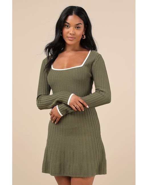 Lulus Green Cute Simplicity Textured Mini Sweater Dress