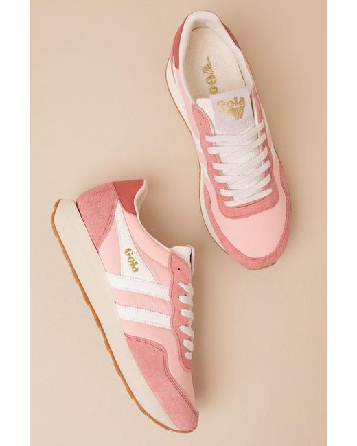 Gola Pink Arizona And Off Suede Lace-Up Sneakers