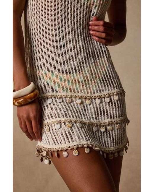 Lulus Brown Sea Breeze Cream Sheer Crochet Mini Swim Cover-Up