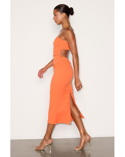 Lulus Orange Valera Light Jersey Knit Column Midi Dress