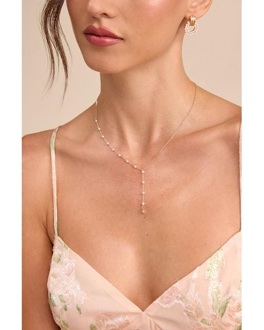 Lulus Natural Molina Pearl Lariat Necklace