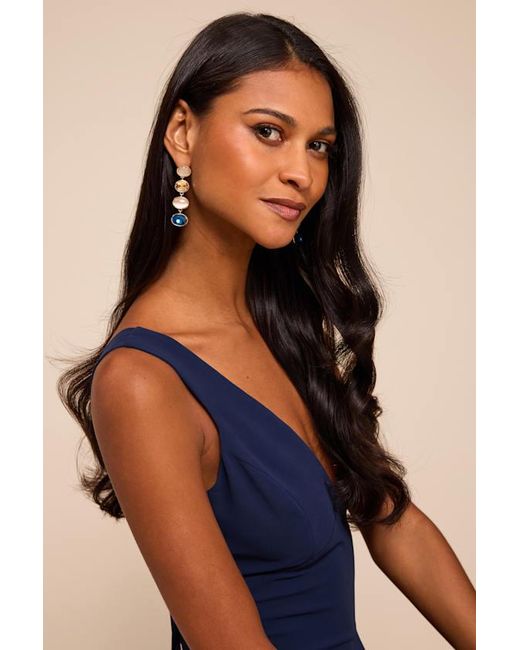 Lulus Brown Arianda Multi Rhinestone Drop Earrings