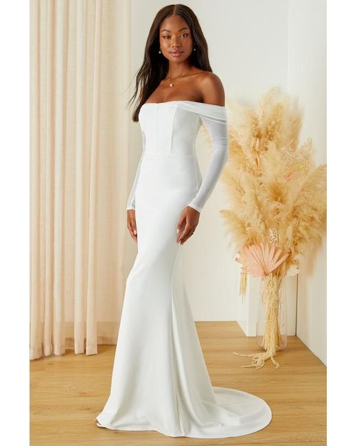 Lulus Natural Forever Remarkable Bustier Off-The-Shoulder Maxi Dress