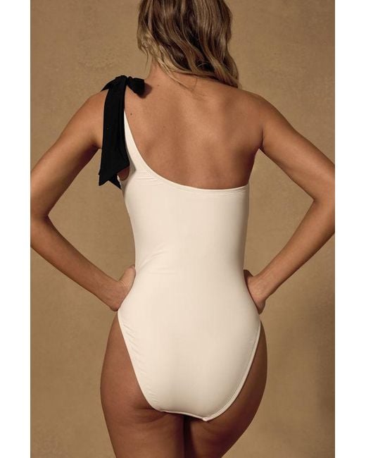 Lulus Brown Bruna One-Shoulder One-Piece Swimsuit