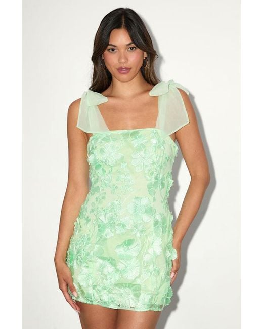 Lulus Green Emphatically Adorable Light Floral Tie-Strap Mini Dress
