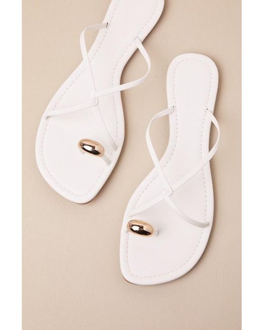 Lulus Natural Marilotte Strappy Flat Slide Sandals