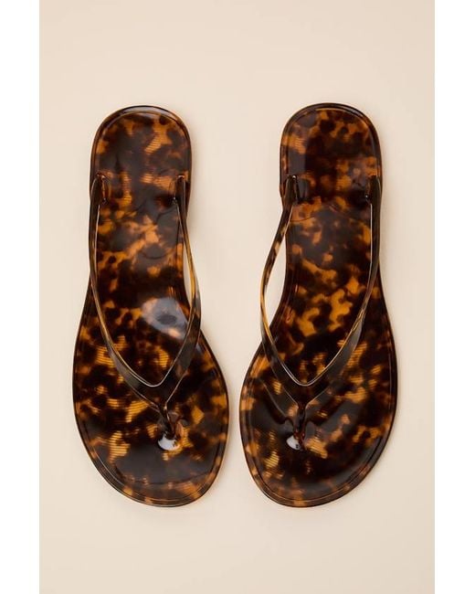 Lulus Brown Nattali Tortoise Jelly Flip Flops