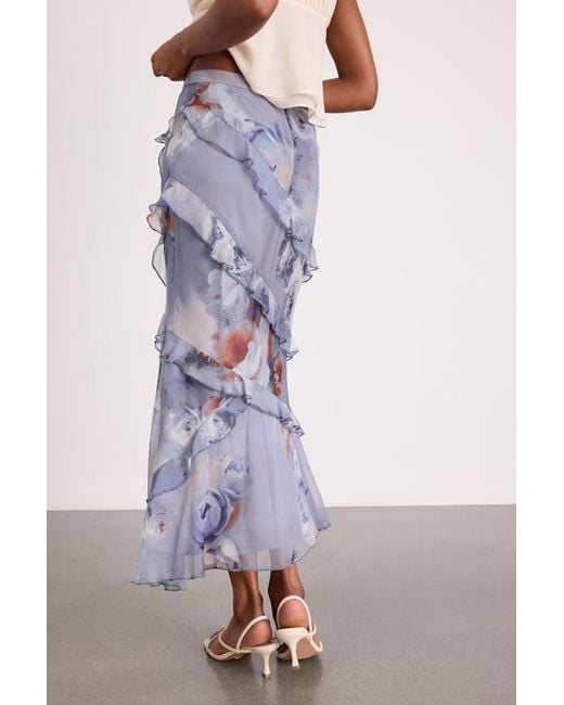 Lulus Purple Breelyn Dusty Floral Ruffled Midi Skirt