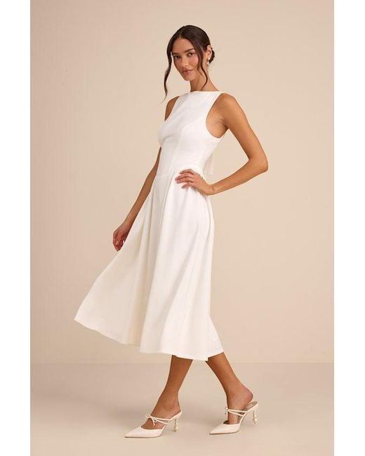 Lulus Natural Kenly Boat Neck Cutout Midi Dress
