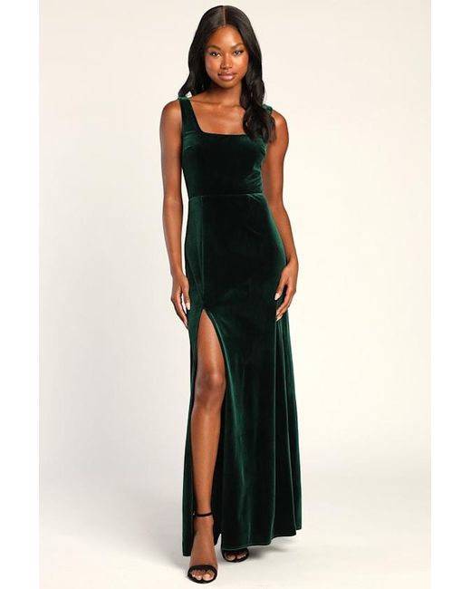 Lulus Black Elegant Sweetie Velvet Square Neck Maxi Dress