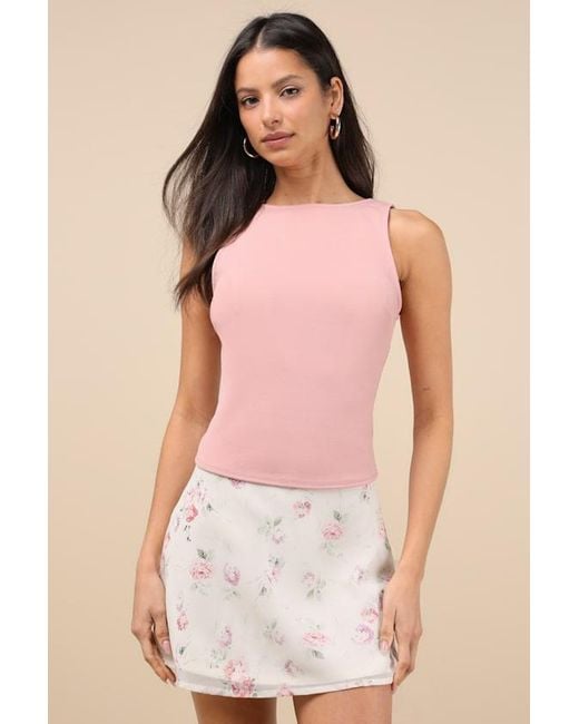Lulus Pink Fatima Dusty Backless Bow Top