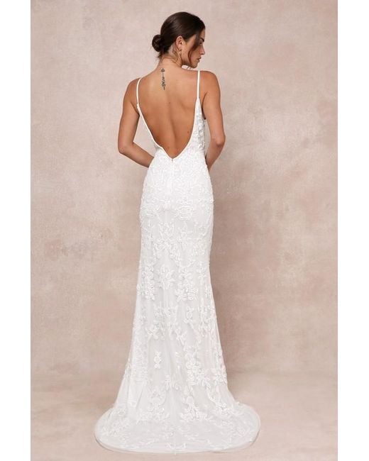 Lulus Natural Everlasting Passion Sequin Beaded Backless Maxi Dress