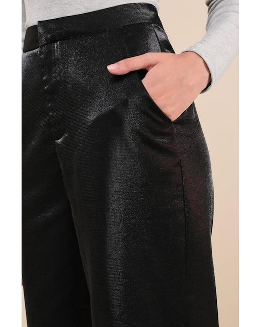 Lulus Natural Confirmedly Chic Shiny High-Rise Wide-Leg Trouser Pants