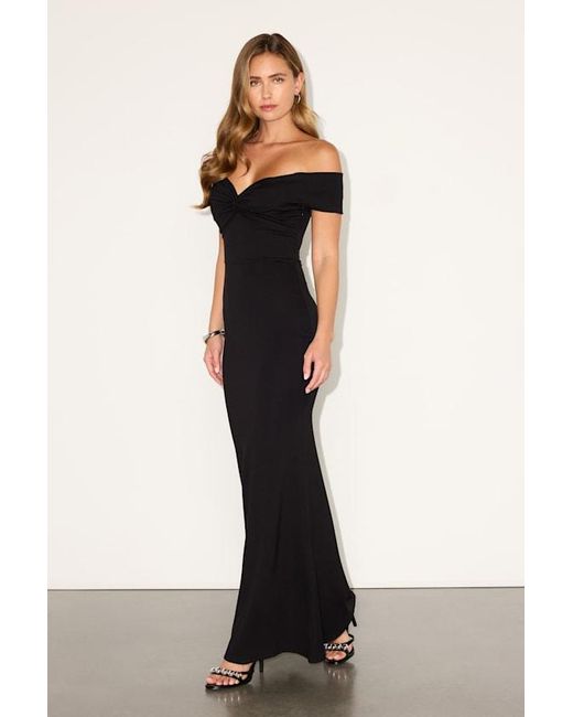 Lulus Black Katerina Twist-Front Off-The-Shoulder Maxi Dress