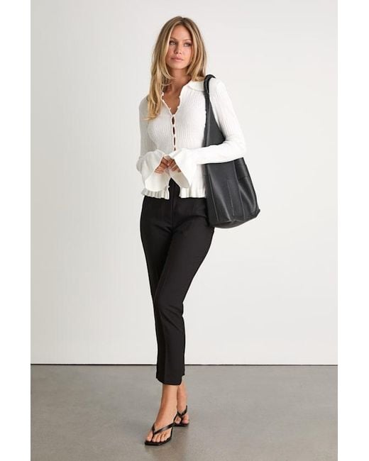 Lulus White Arlinda Knit Textured Cardigan Sweater Top