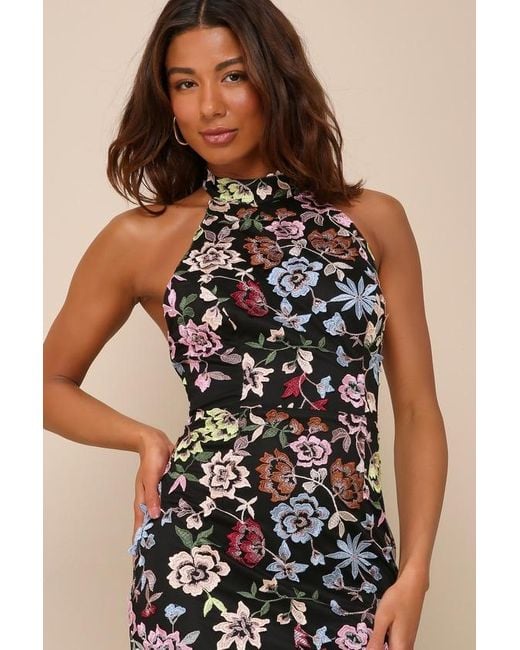 Lulus Infinite Praise 3D Floral Embroidered Halter Maxi