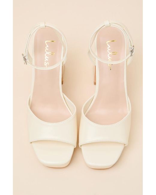 Lulus Natural Lucy Bone Platform Ankle Strap Sandals