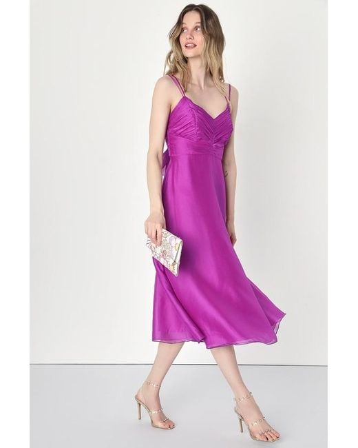 Lulus Purple Gorgeous Celebrations Pleated Chiffon Midi Dress