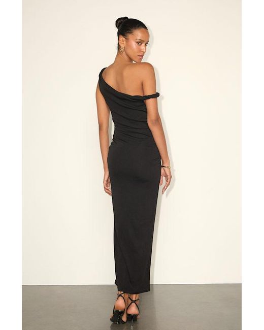 Lulus Black Fauna Twisted One-Shoulder Bodycon Midi Dress