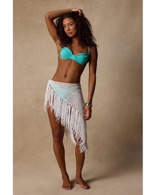 Lulus Brown Ashore Crochet Fringe Swim Cover-Up Sarong