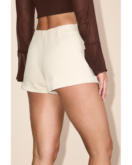 Lulus Natural Nish Cream Lace-Up High-Waisted Shorts
