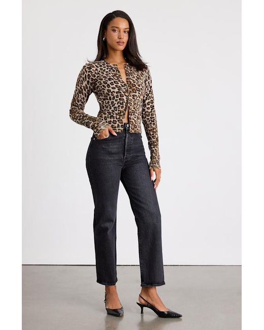 Lulus Brown Alfara Leopard Print Button-Front Cardigan Sweater