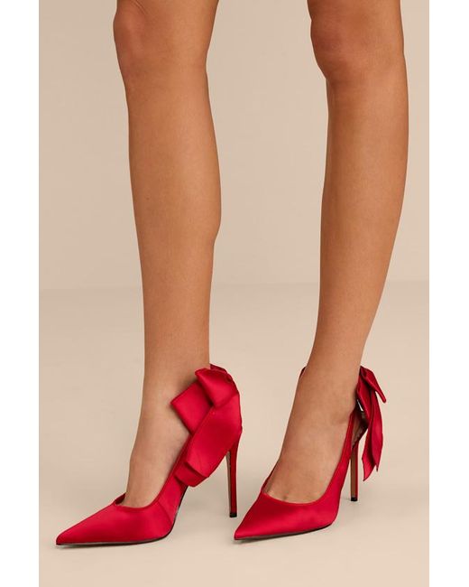 Steve Madden Red Teacup Bow Satin Bow Slingback Pumps