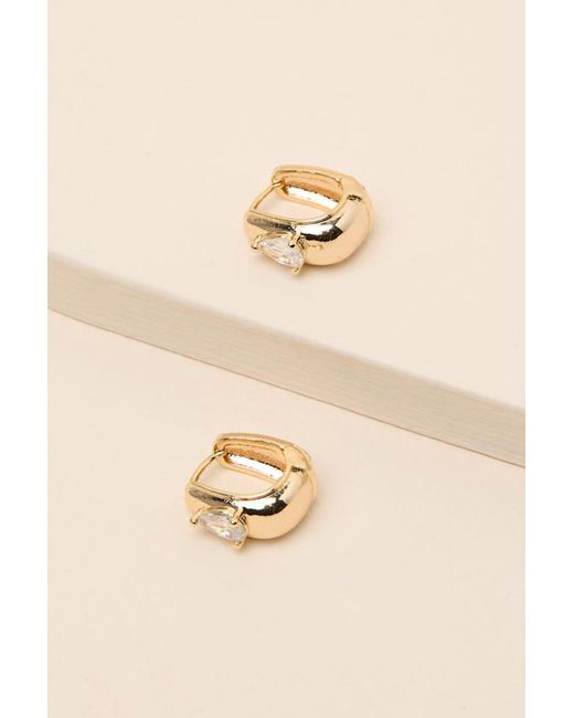 Lulus Brown Belia Rhinestone Chunky Hoop Earrings