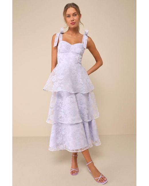 Lulus Purple Glamorous Sweetie Burnout Tie-Strap Bustier Midi Dress