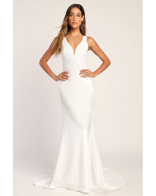 Lulus Natural Long-Lasting Love Lace V-Neck Mermaid Dress