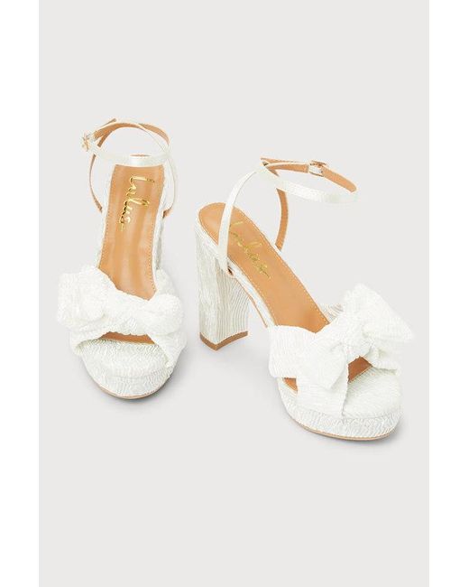 Lulus Brown Lilsa Bow Platform Ankle Strap Heels