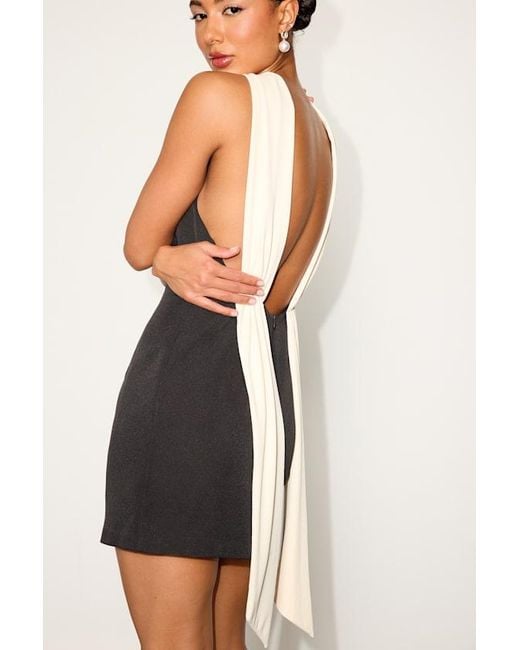 Lulus White Sandri And Cream Backless Bodycon Mini Dress