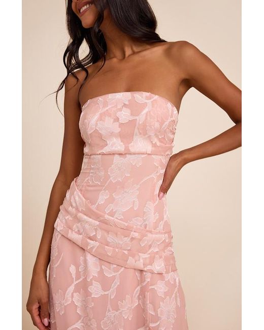 Lulus Pink Joelle Floral Burnout Drop Waist Maxi Dress