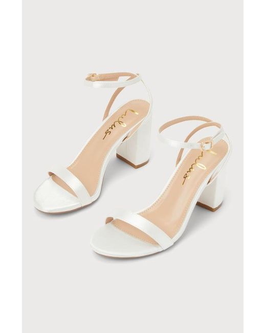 Lulus Natural Scarletta Satin Ankle Strap High Heels