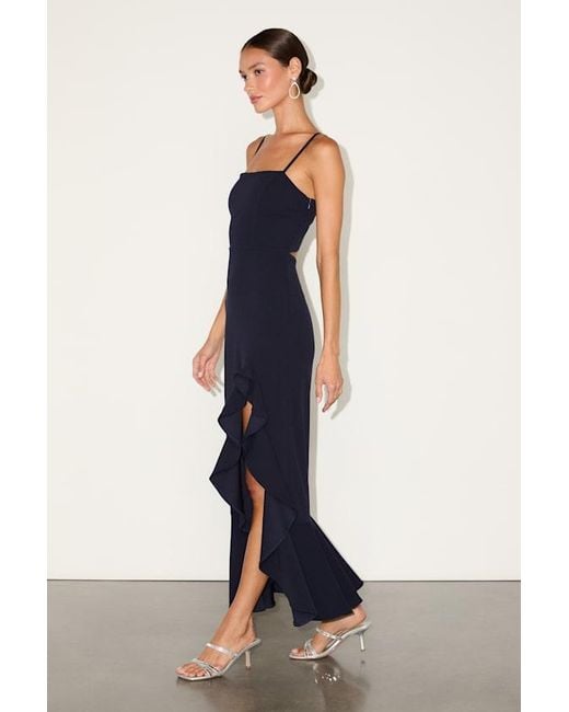 Lulus Blue Iveta Cutout Ruffled Sleeveless Midi Dress
