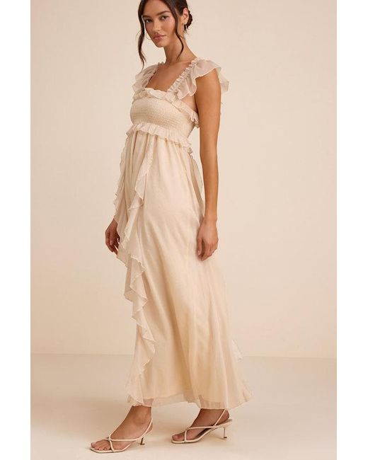 Lulus Brown Wisteria Ruffled Smocked Maxi Dress