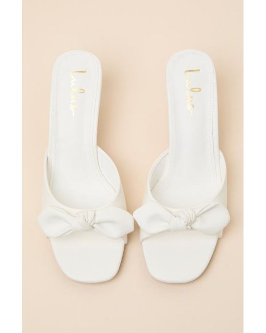 Lulus Natural Lancee Bone Bow High Heel Slide Sandals