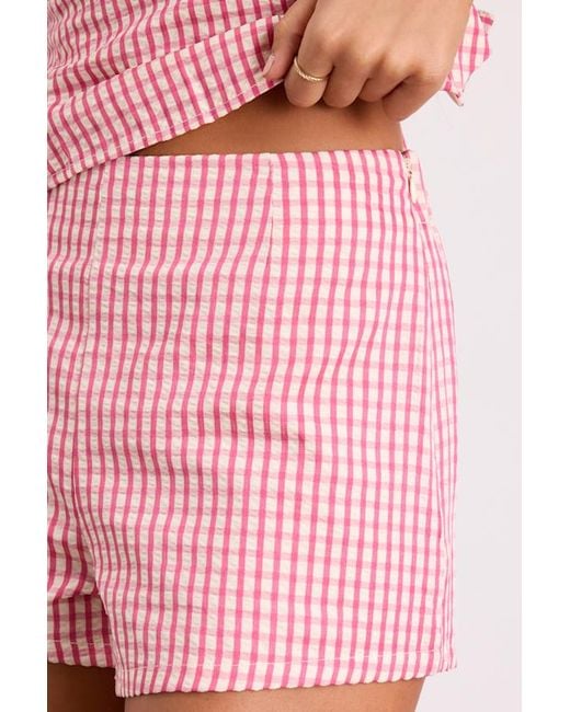 Lulus Pink Harmony Gingham High-Rise Shorts