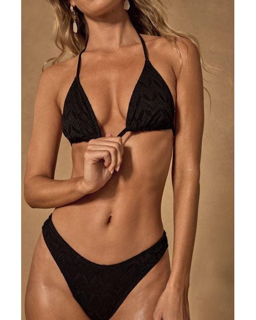 Lulus Black Bungalow Textured Triangle Bikini Top