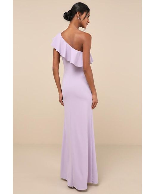 Lulus Natural Last Forever One-Shoulder Ruffle Maxi Dress